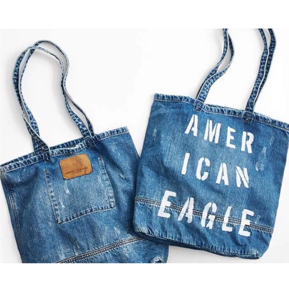 EUC American Eagle Distressed Denim Hobo Tote Bag